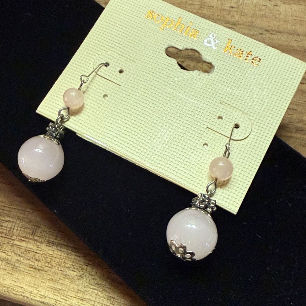 Sophia and Kate Elegant Silver and Pink Dangle Earrings - NEW